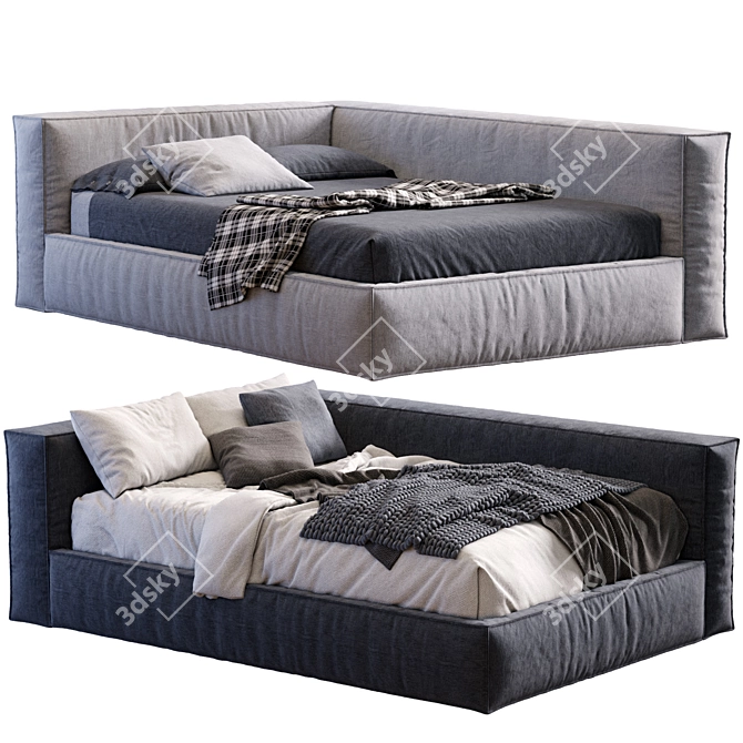 Modern Compact Boca Bed 3D model image 2