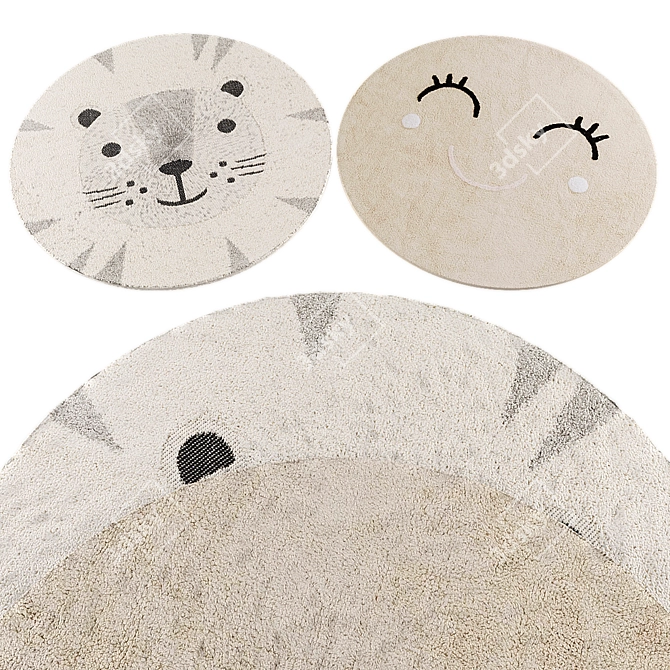 Round Kids Rugs Collection 3D model image 1