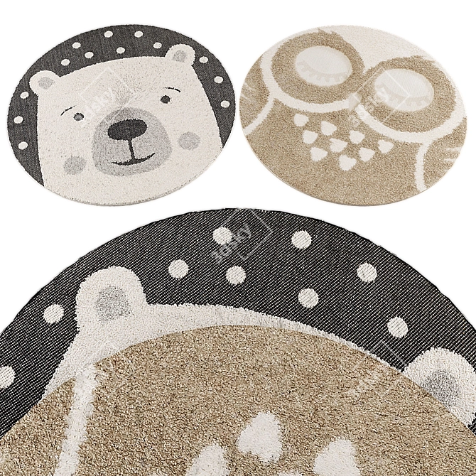 Round Kids Rugs Collection 3D model image 2
