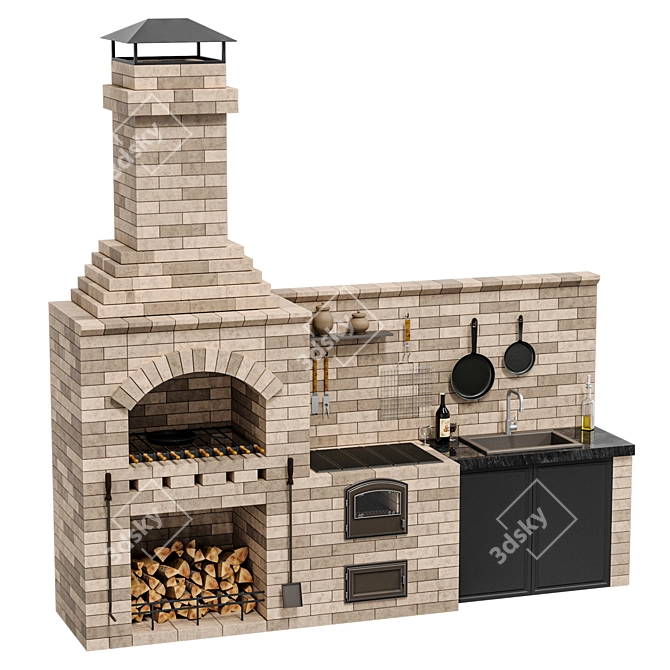 Outdoor BBQ Grill BIG R78 3D model image 2