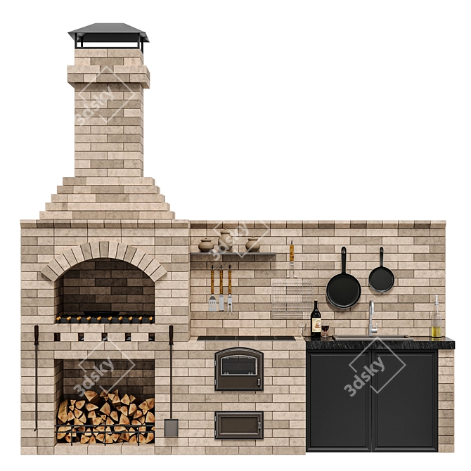 Outdoor BBQ Grill BIG R78 3D model image 3