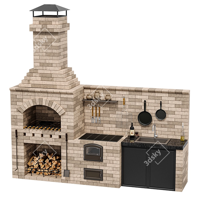 Outdoor BBQ Grill BIG R78 3D model image 4