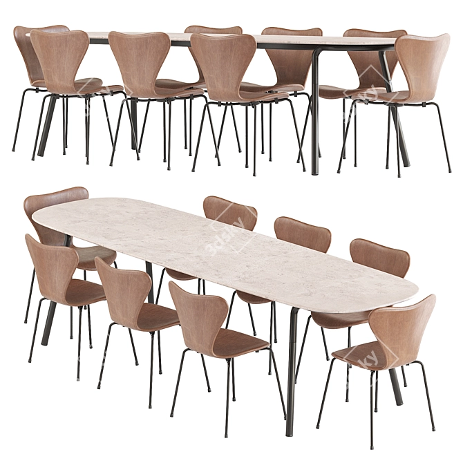 Sleek Minus Manutti Table Set 3D model image 1