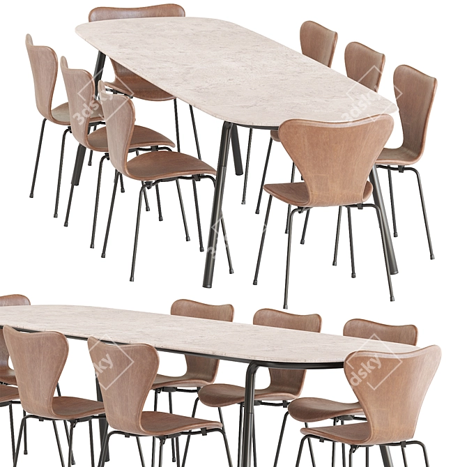 Sleek Minus Manutti Table Set 3D model image 4