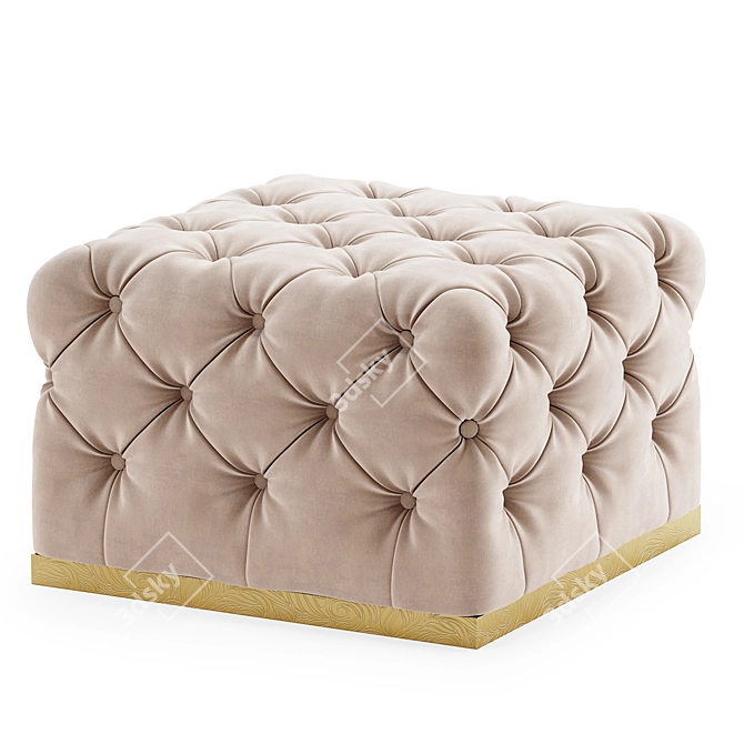 Buttoned Gold Pouffe Steel Base 3D model image 4