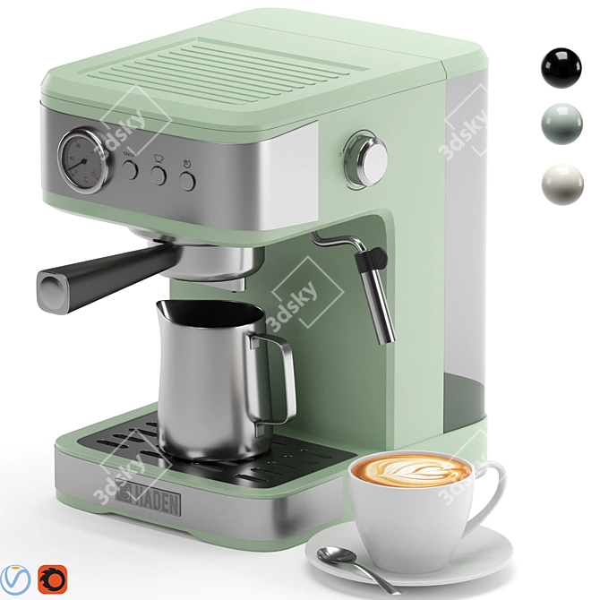 Stylish Espresso Maker, 3-in-1 3D model image 1