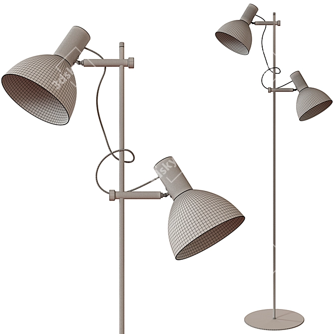 Baltimore Floor Lamp with Two Lights 3D model image 4