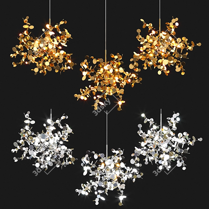 Handcrafted Argent Pendant Light 3D model image 1