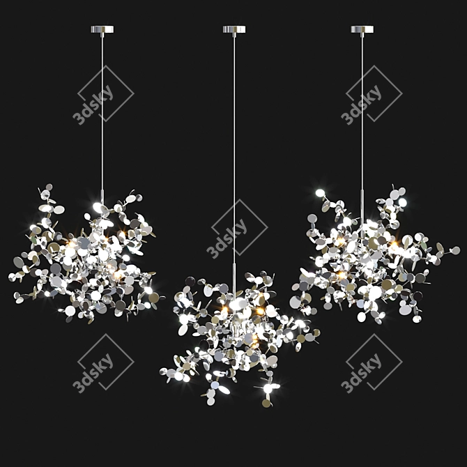 Handcrafted Argent Pendant Light 3D model image 3