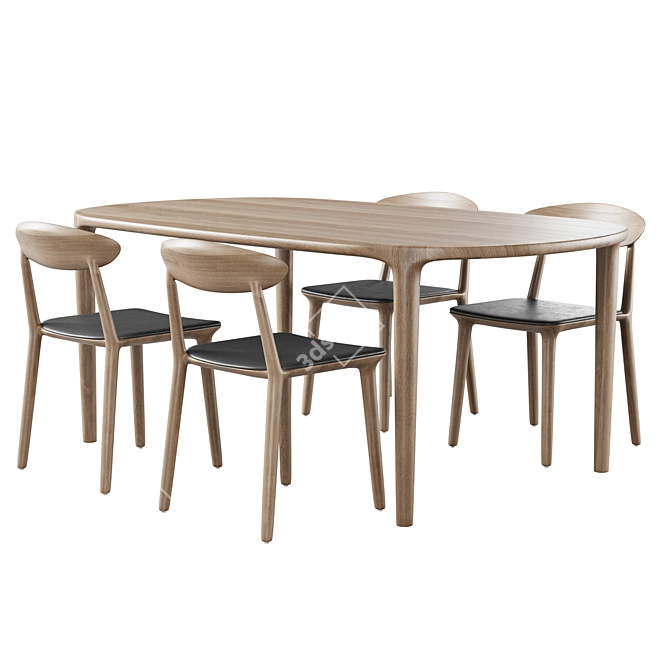 Elegant Dining Set "WU" Artisan 3D model image 1
