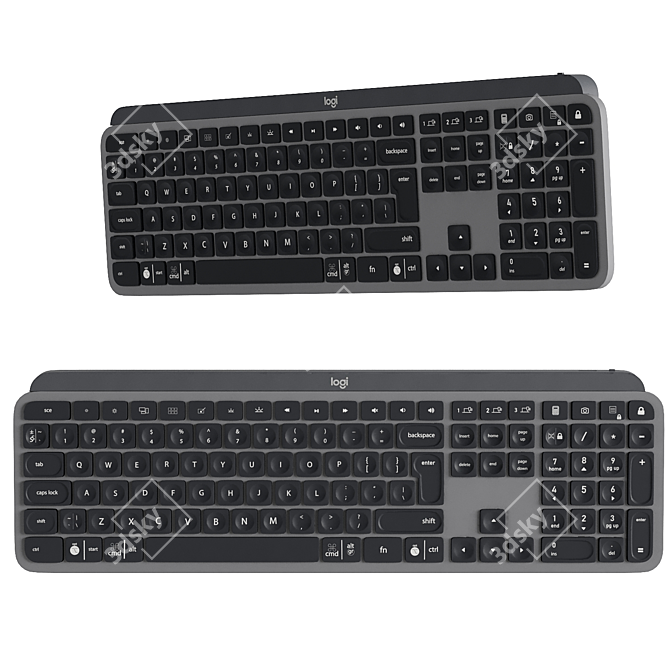 Dual Keyboard Set: Apple & Logitech 3D model image 2