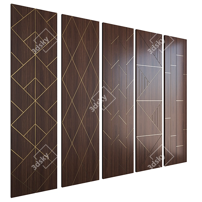 3D Panel with Brass Accents 3D model image 3