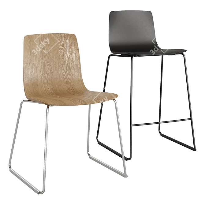 Arper Aava Sled Chair Set 3D model image 8