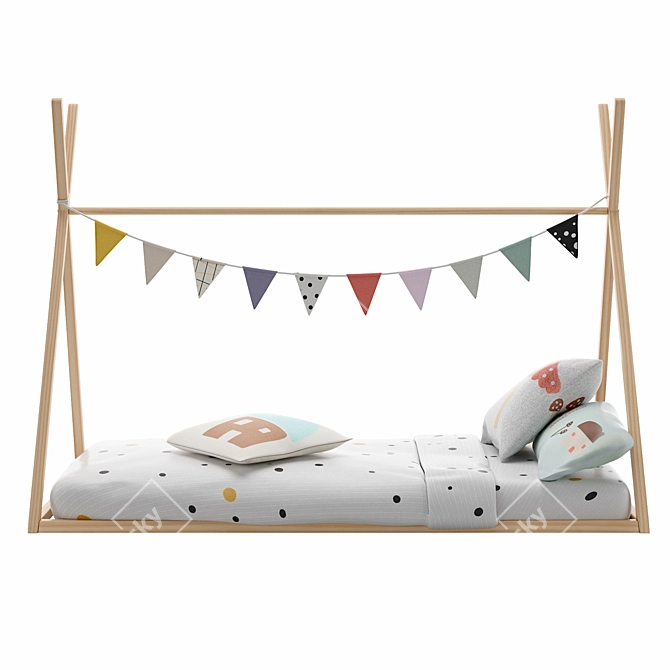 Native Teepee Children's Bed 3D model image 2