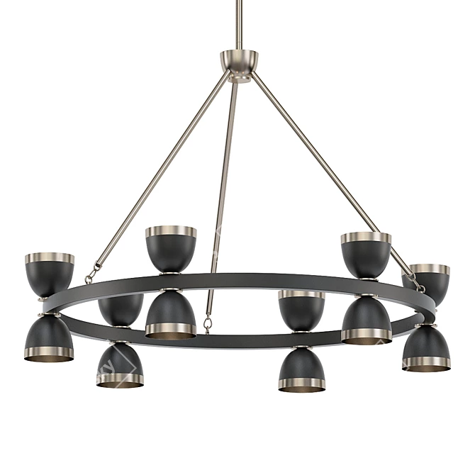 Modern LED Chandelier Black Finish 3D model image 1