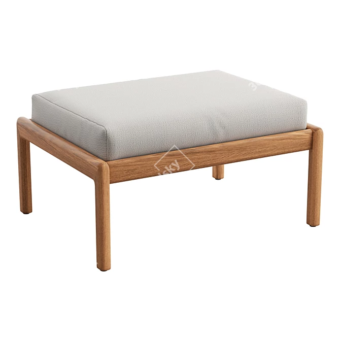 Modern Teak Outdoor Footstool 3D model image 1