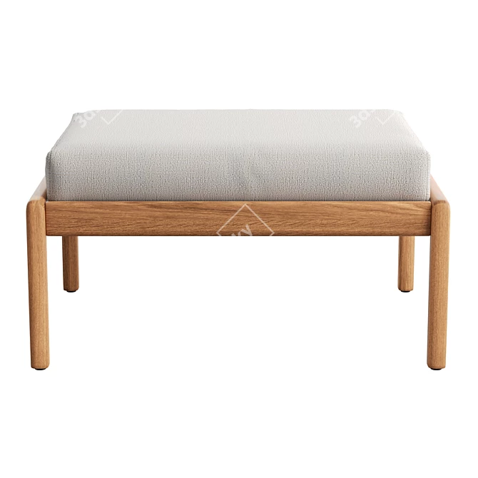 Modern Teak Outdoor Footstool 3D model image 2