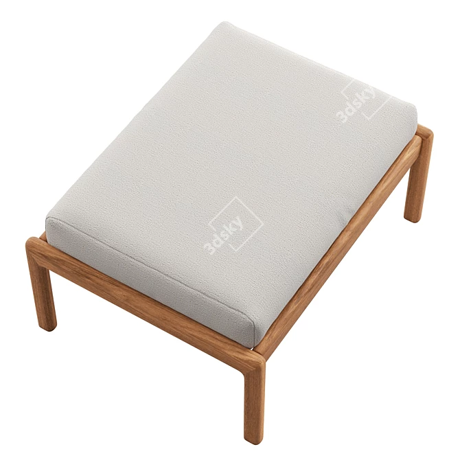 Modern Teak Outdoor Footstool 3D model image 4