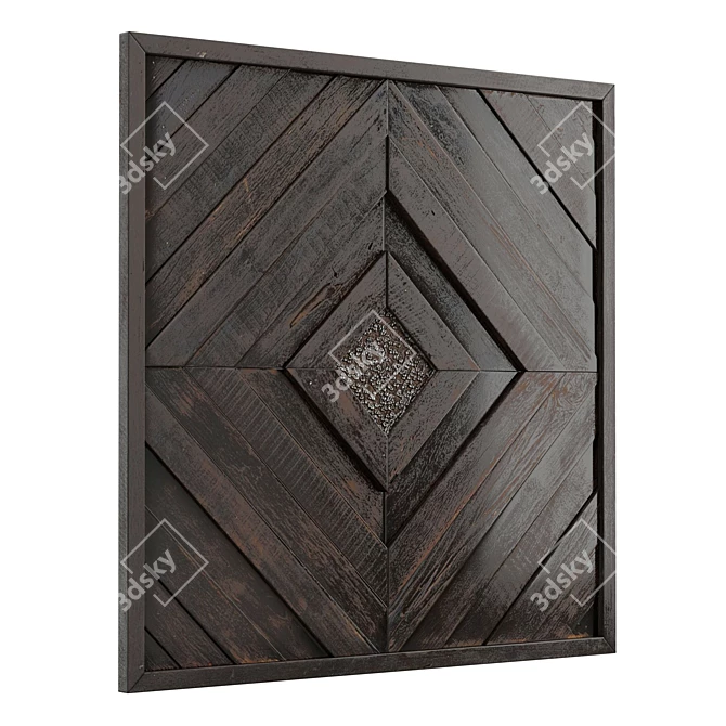 Golden Teak Wood Wall Art 3D model image 1