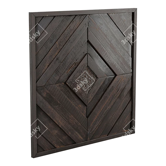 Golden Teak Wood Wall Art 3D model image 2