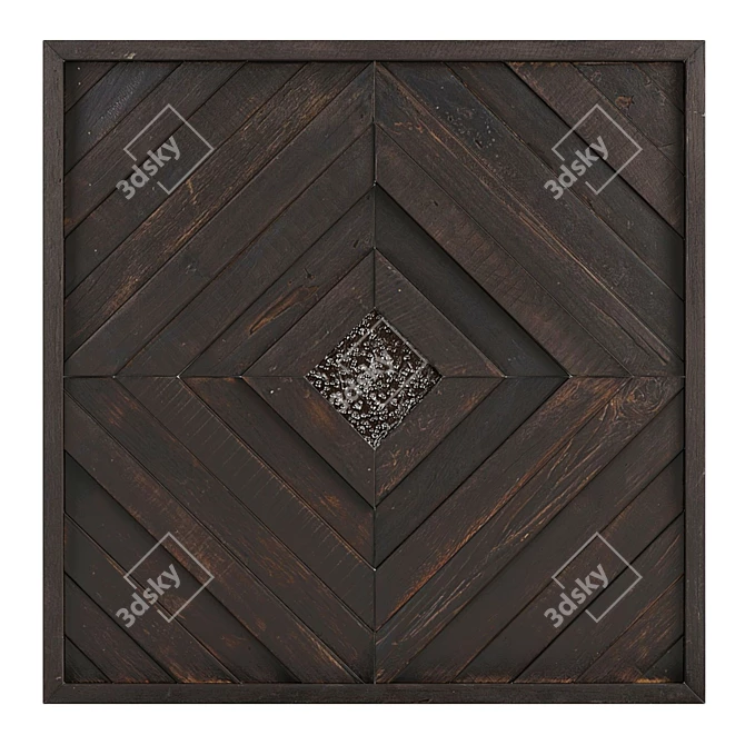 Golden Teak Wood Wall Art 3D model image 3