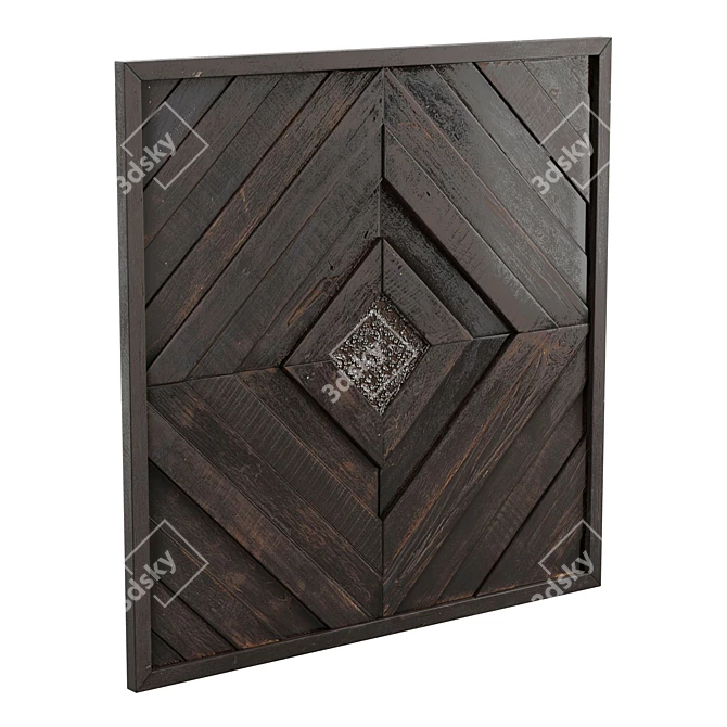 Golden Teak Wood Wall Art 3D model image 5