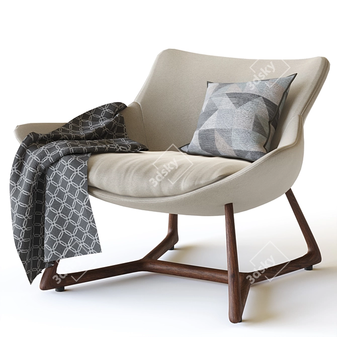 Elegant Harp Armchair with Cushion 3D model image 1