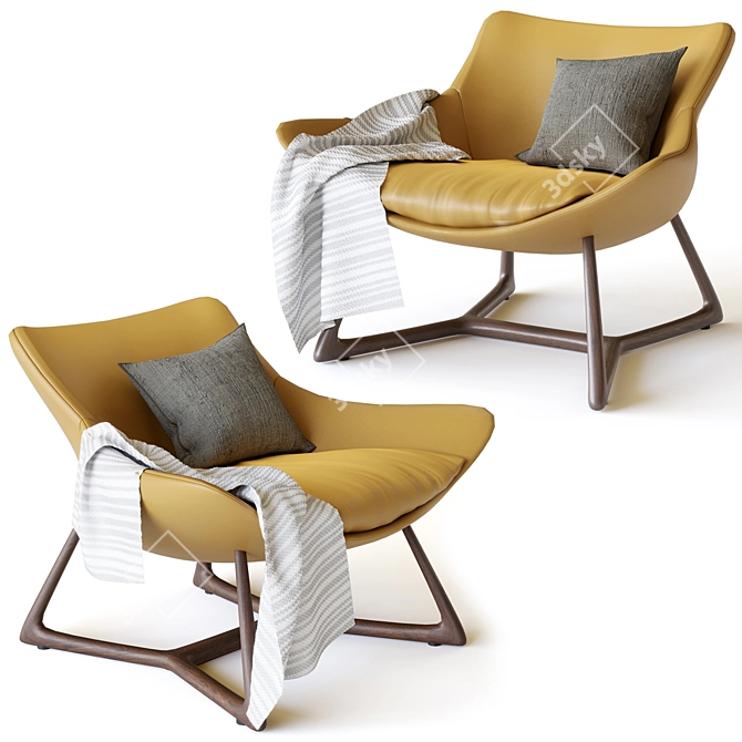 Elegant Harp Armchair with Cushion 3D model image 3