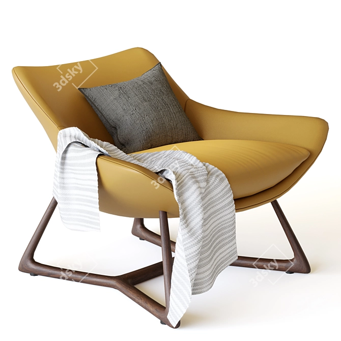 Elegant Harp Armchair with Cushion 3D model image 9