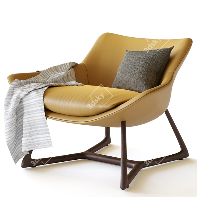 Elegant Harp Armchair with Cushion 3D model image 11