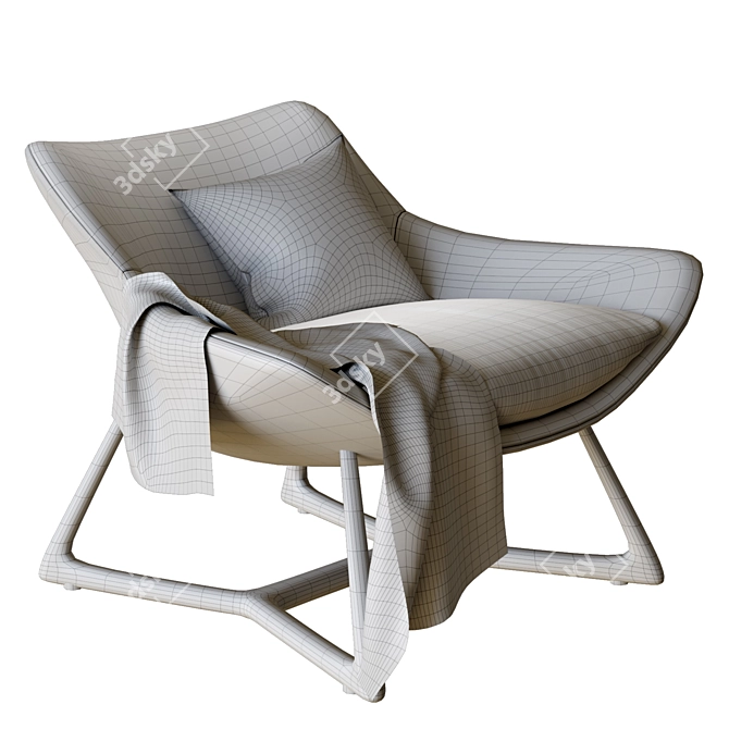 Elegant Harp Armchair with Cushion 3D model image 12