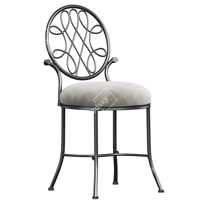 Elegance Steel Vanity Stool 3D model image 1