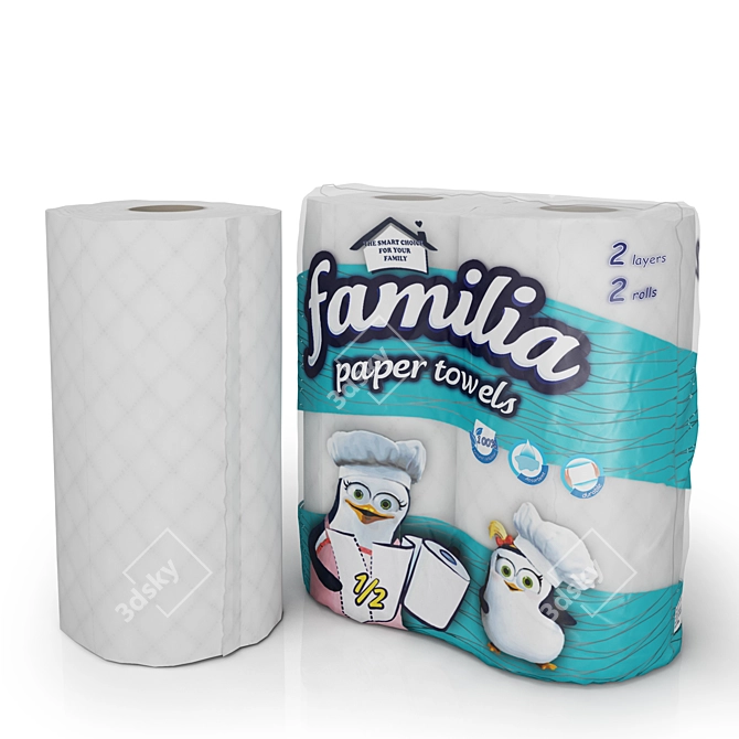 PVC-Packaged Paper Towel Roll 3D model image 1