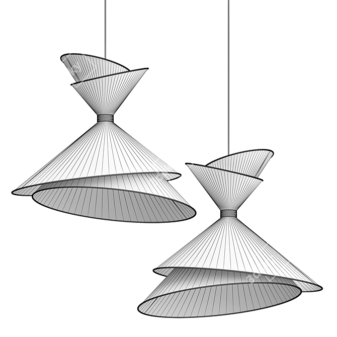 Sophisticated Kimono Pendant Lights 3D model image 4