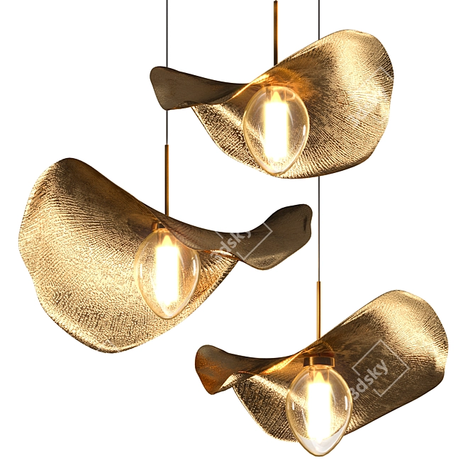 Nordic Lotus Copper Pendant Lights 3D model image 1