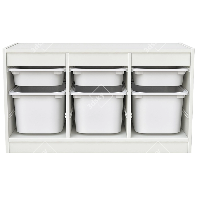 Trofast Box Storage Combination Set 3D model image 3