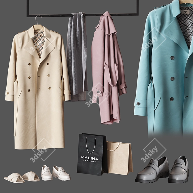 Boca Hanger Trench Coat Set 3D model image 4