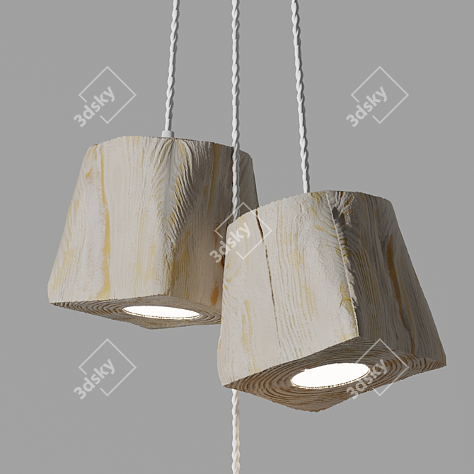Handcrafted Pine Pendant Light 3D model image 5