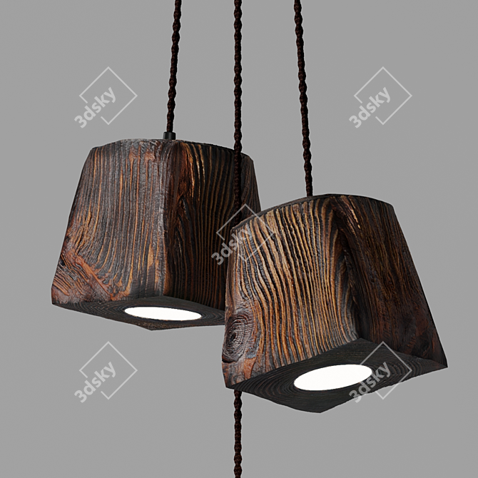 Handcrafted Pine Pendant Light 3D model image 6