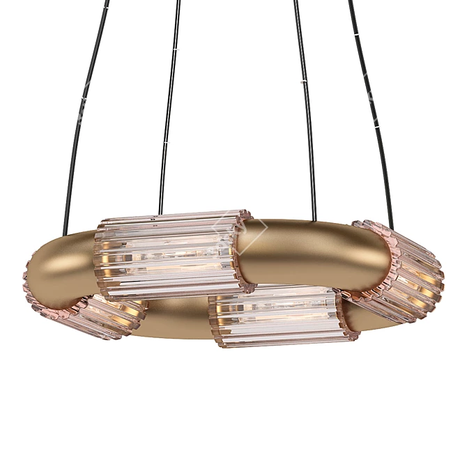 Brass & Glass Pendant Chandelier 3D model image 1