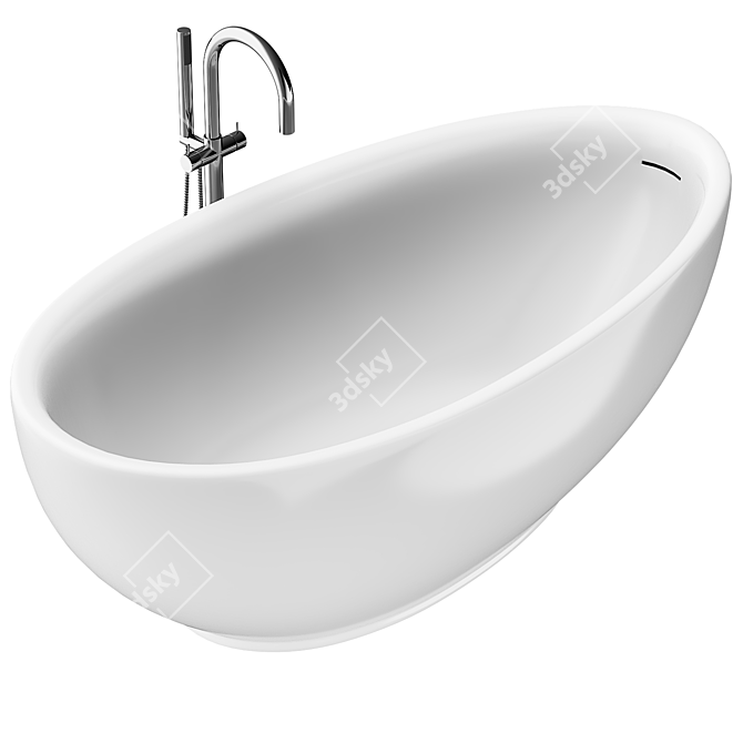 Luxury Oval Freestanding Acrylic Bathtub 3D model image 2