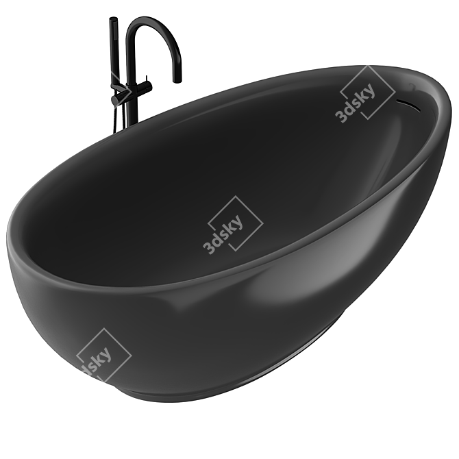 Luxury Oval Freestanding Acrylic Bathtub 3D model image 3