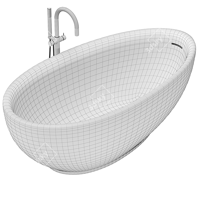 Luxury Oval Freestanding Acrylic Bathtub 3D model image 4