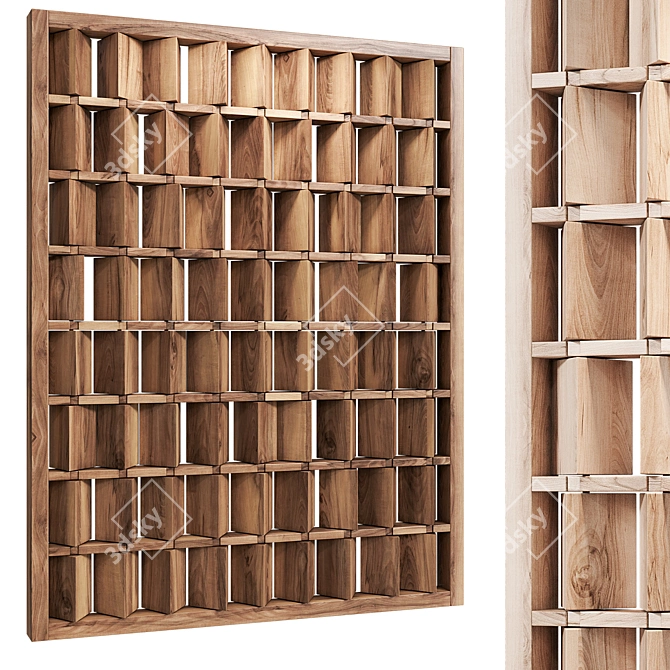 Wooden Decorative Room Divider 3D model image 1