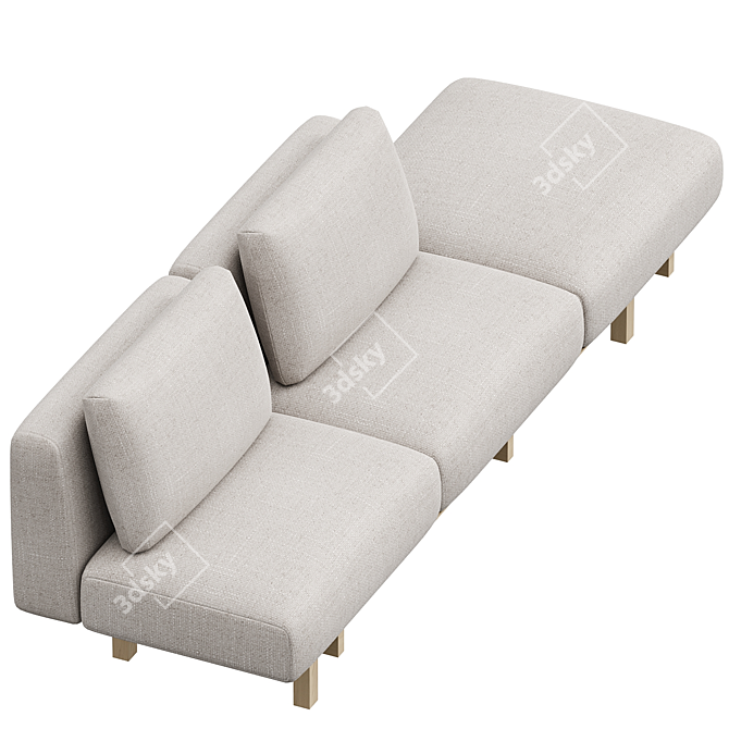 Contemporary Raft Sofa in Grey 3D model image 2