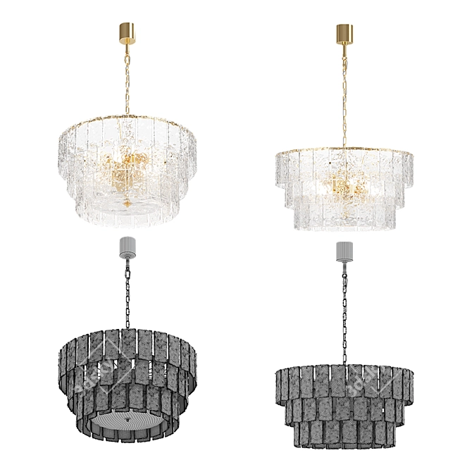 Glace Glass Hanging Chandelier 3D model image 6