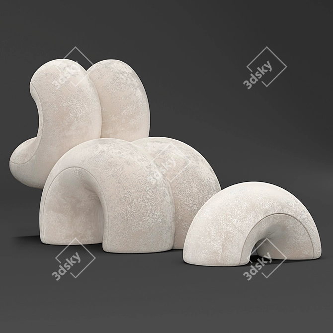 COUPLE - Plush Armchair Trio 3D model image 1