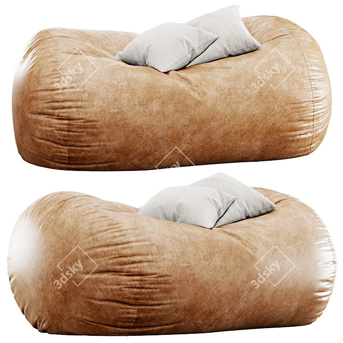 Teen Leather Bean Bag Lounge 3D model image 2
