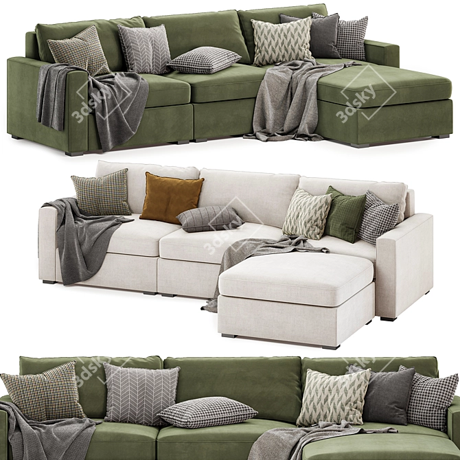 Stylish Maxwell sectional chaise sofa 3D model image 1