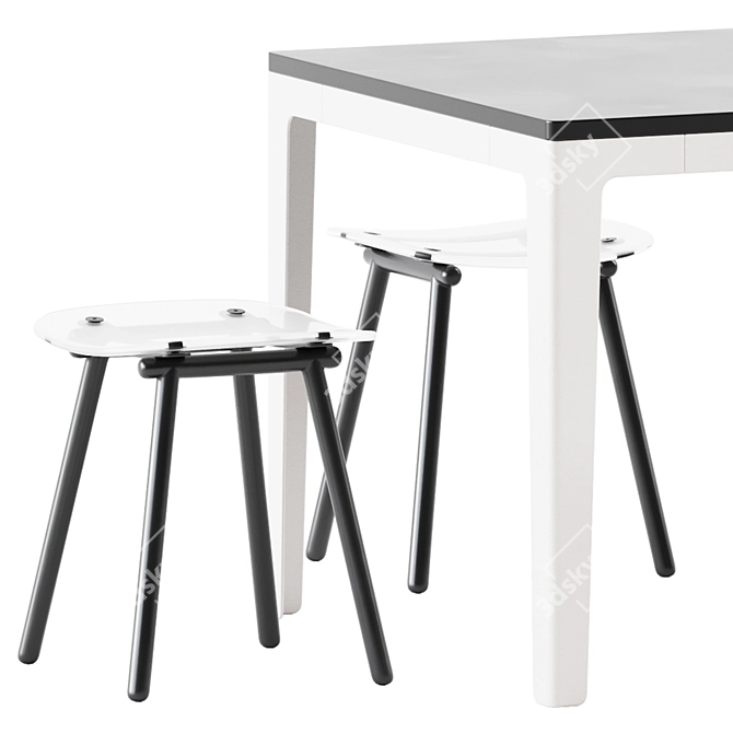  Contemporary Duo: Pop Table & Fenster Stool 3D model image 2